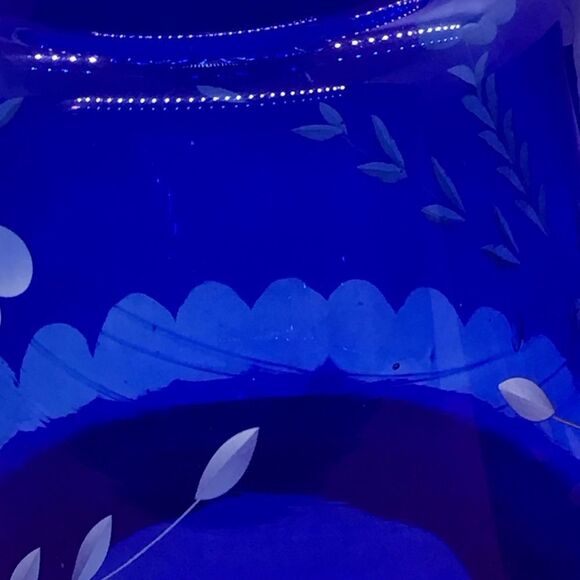 Czech Cobalt Glass Cut to Clear Bedside Carafe - Picture 7 of 8